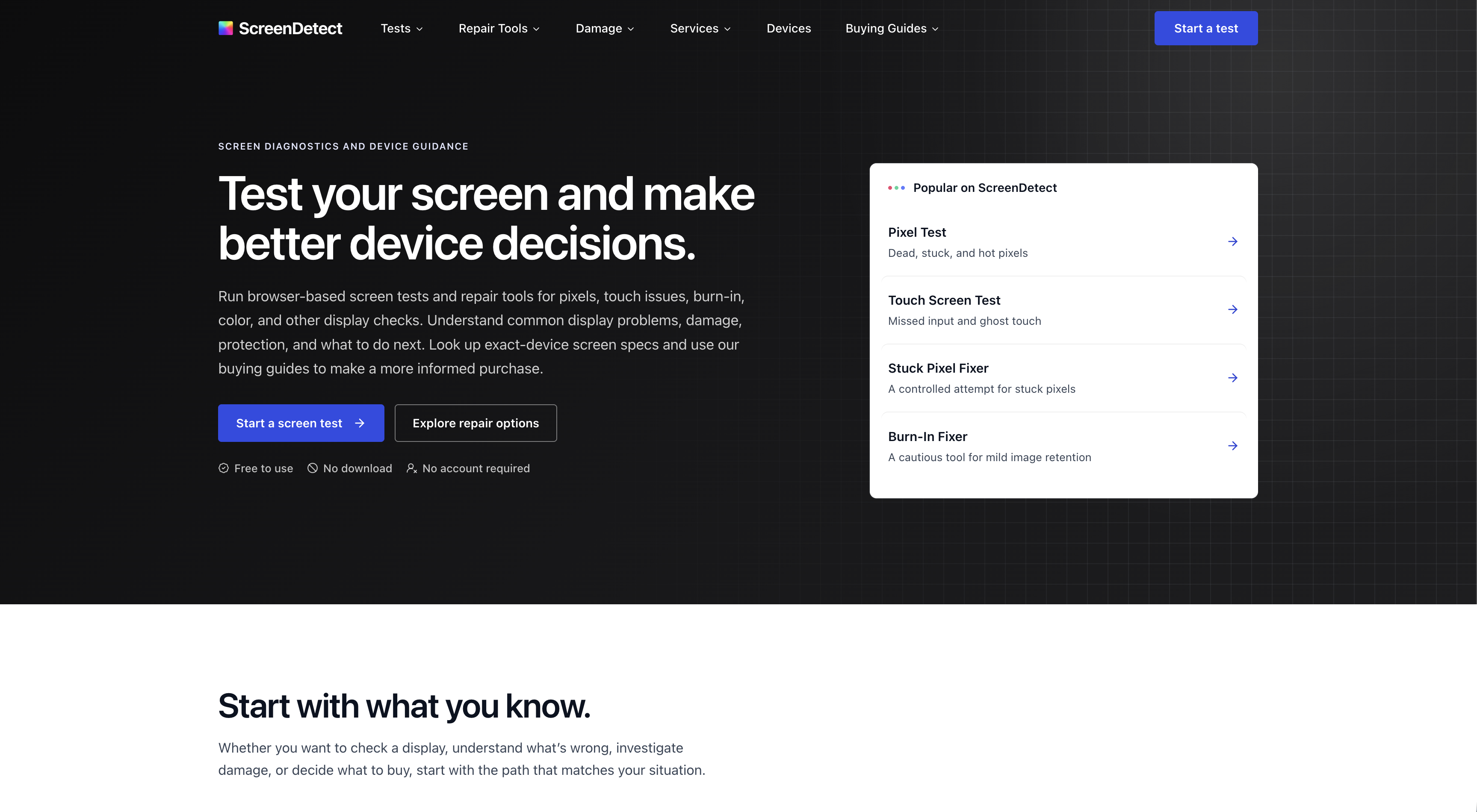 ScreenDetect homepage